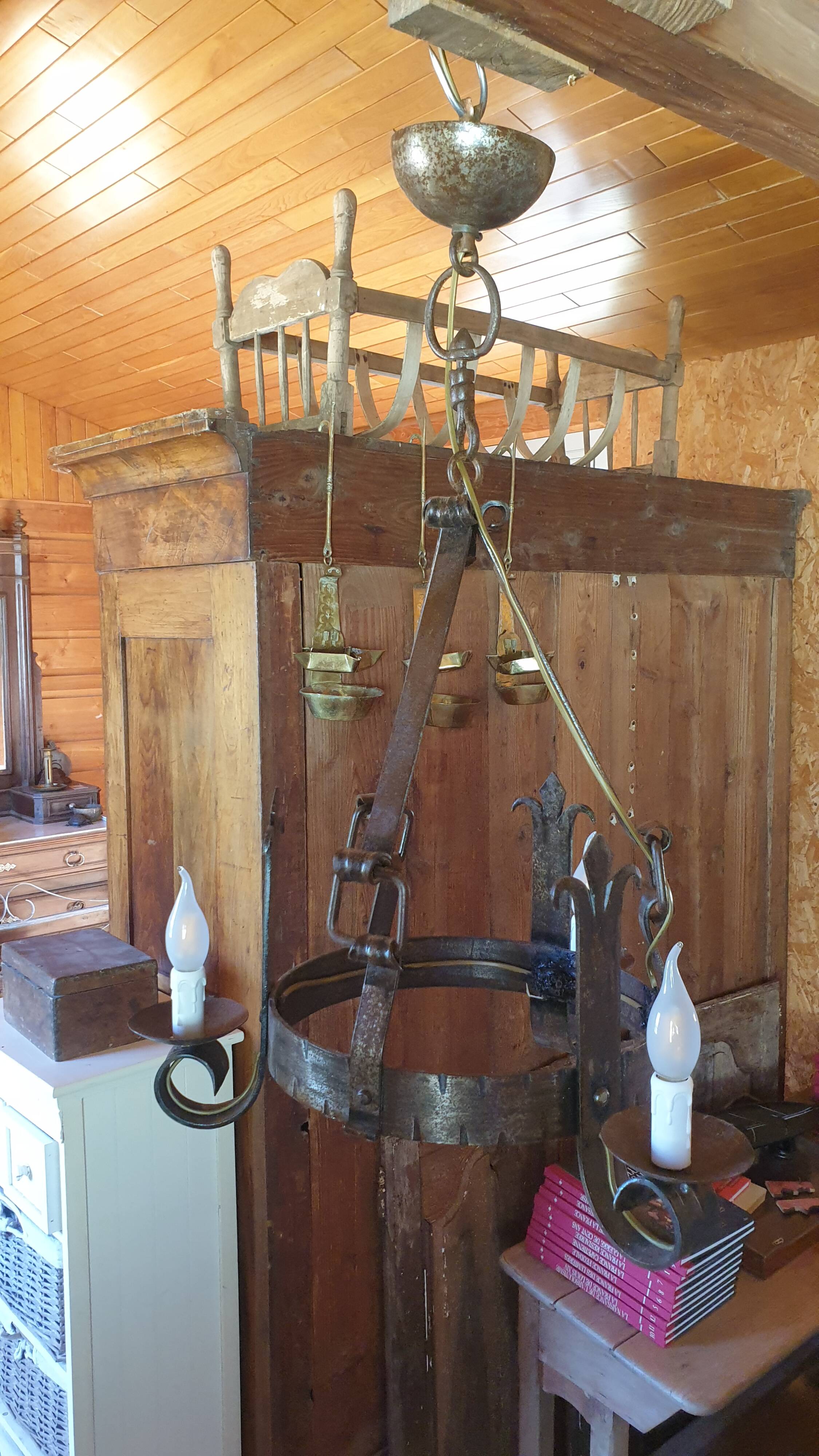 chandelier - wrought iron ceiling light - medieval style