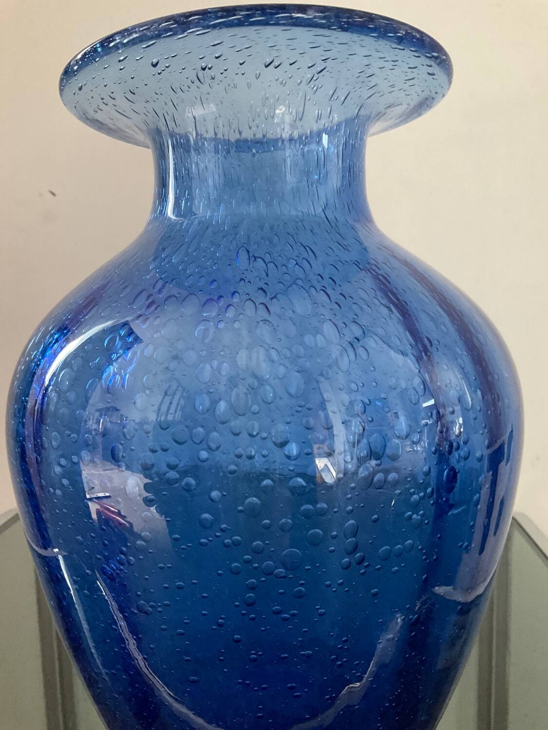 Vase vintage en verre bullé