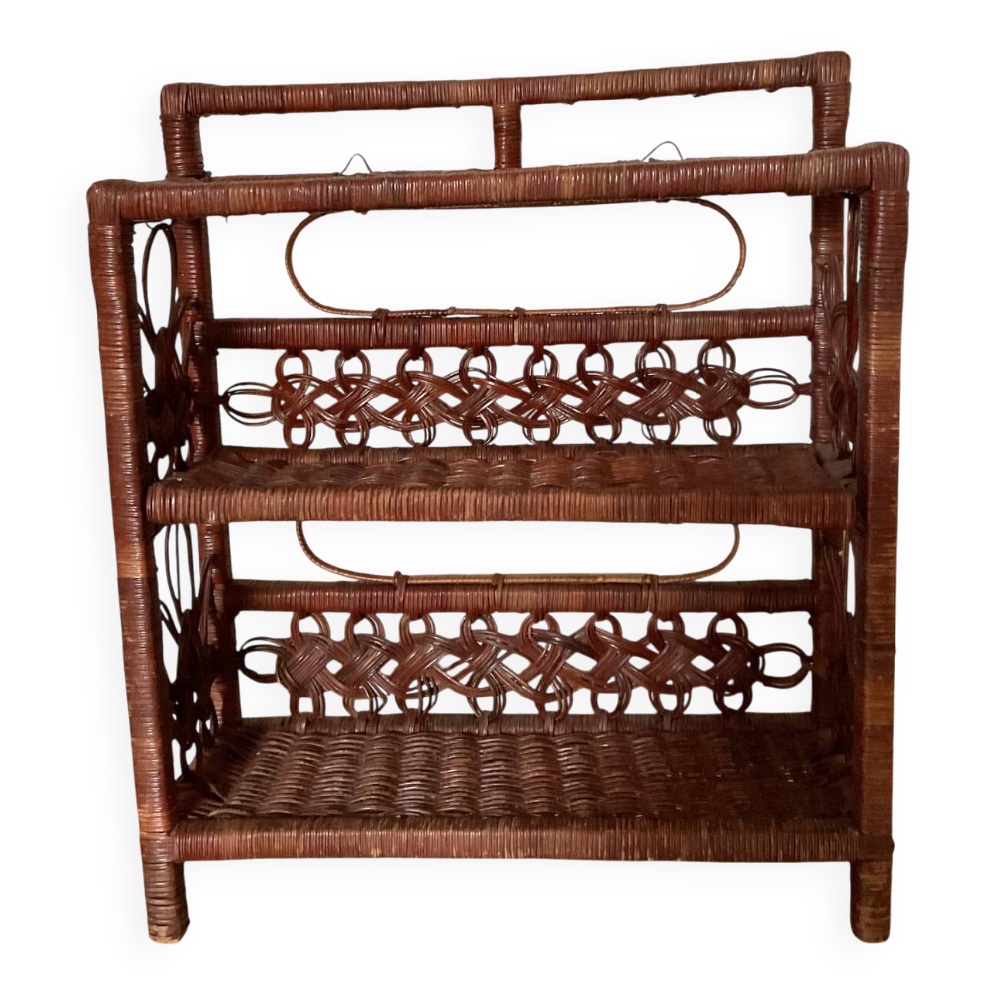 Vintage woven wicker shelf