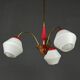 Italian vintage chandelier in brass and milky glass with 3 arms, 1950s.