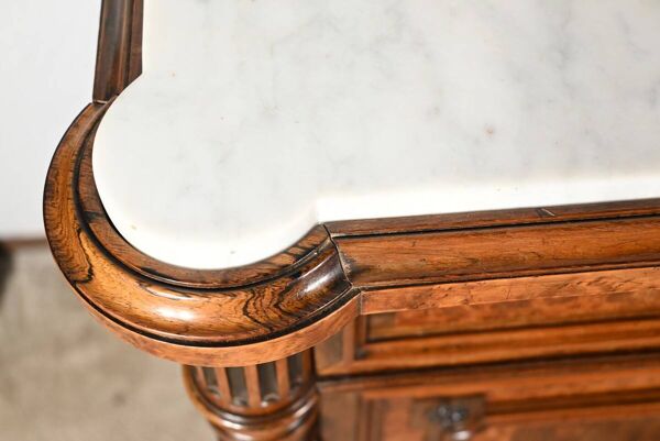 Buffet, commode en loupe d’amboine et palissandre, style Louis XVI – 2ème partie du XIXème