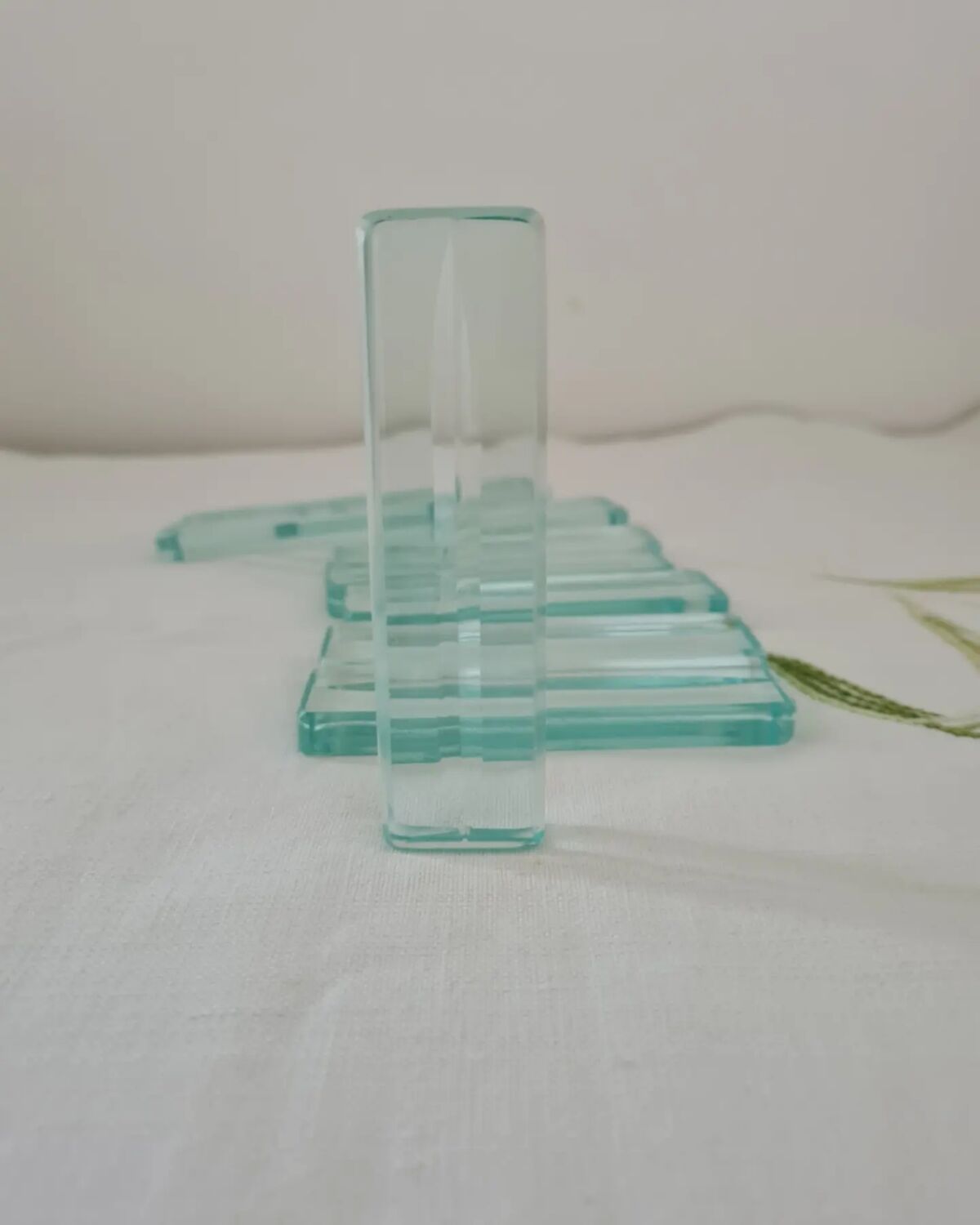 Lot de 10 porte-couteaux en cristal taillé ancien Art Déco vintage - Arts de la table