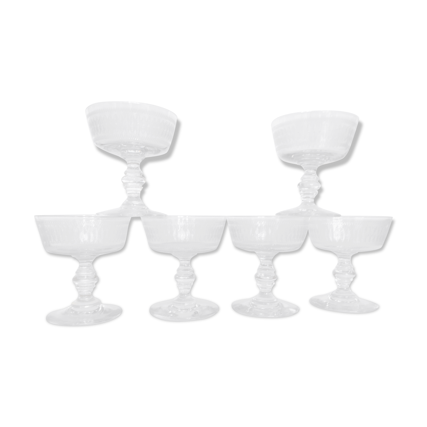 Set de 6 coupes à champagne en cristal sonnant années 20s