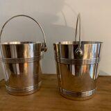 Pair of luc Lanel Christofle Gallia silver metal ice buckets 1940
