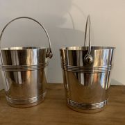 Pair of luc Lanel Christofle Gallia silver metal ice buckets 1940
