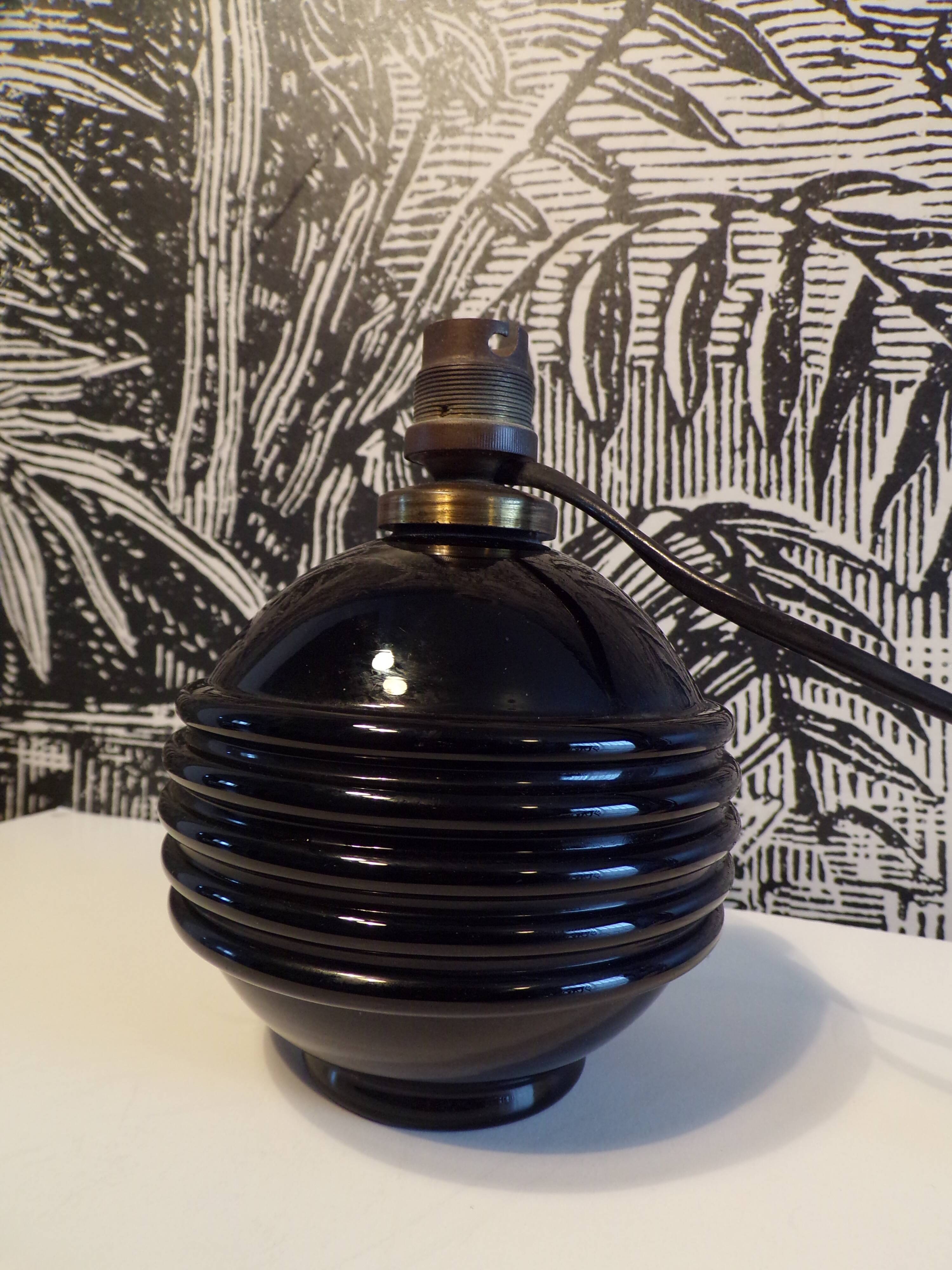 Black opaline ball lamp 1930
