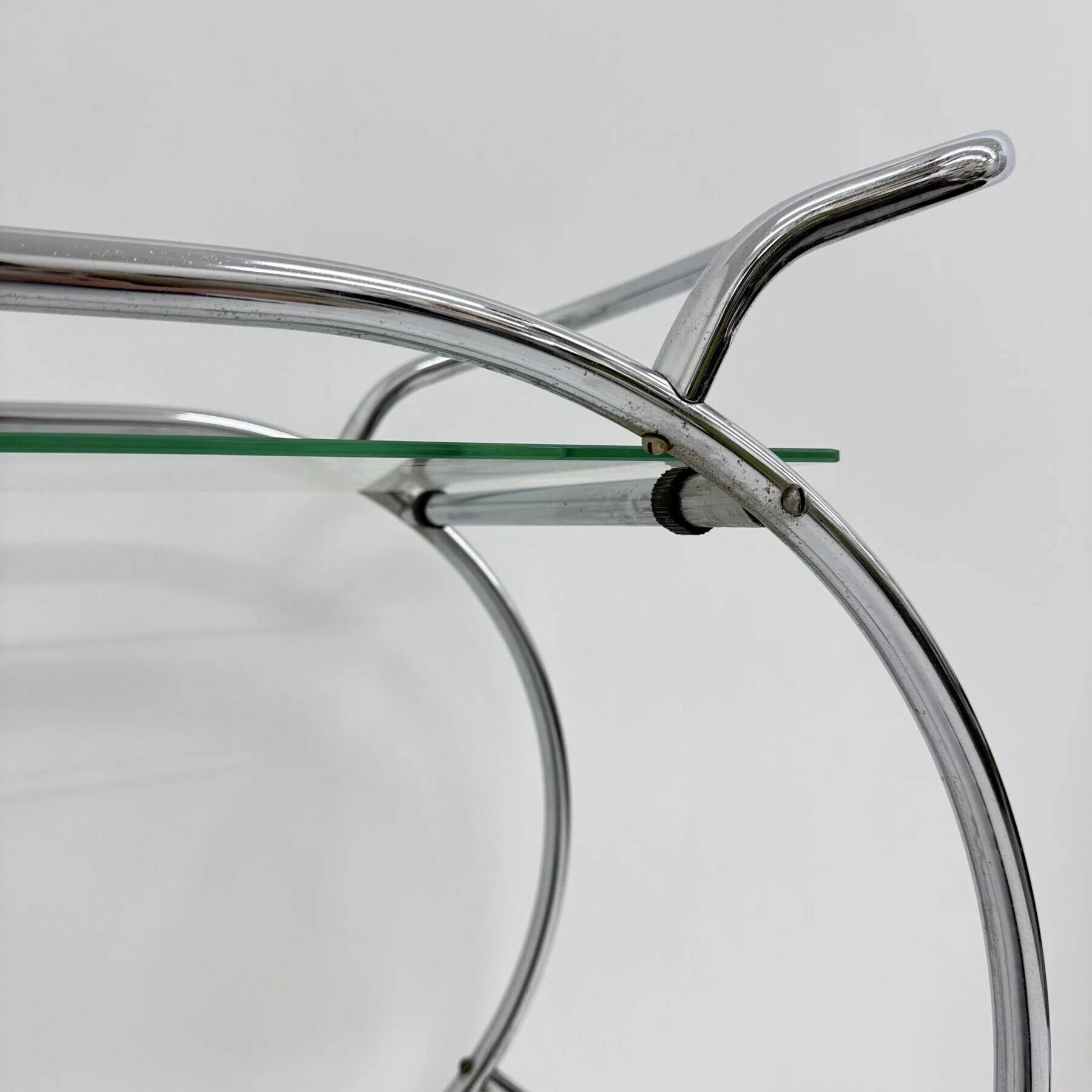 Art deco bar cart trolley chrome tubular, 1930s
