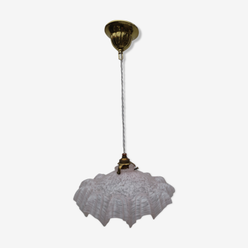 Ancienne  suspension, abat- jour rose Clichy