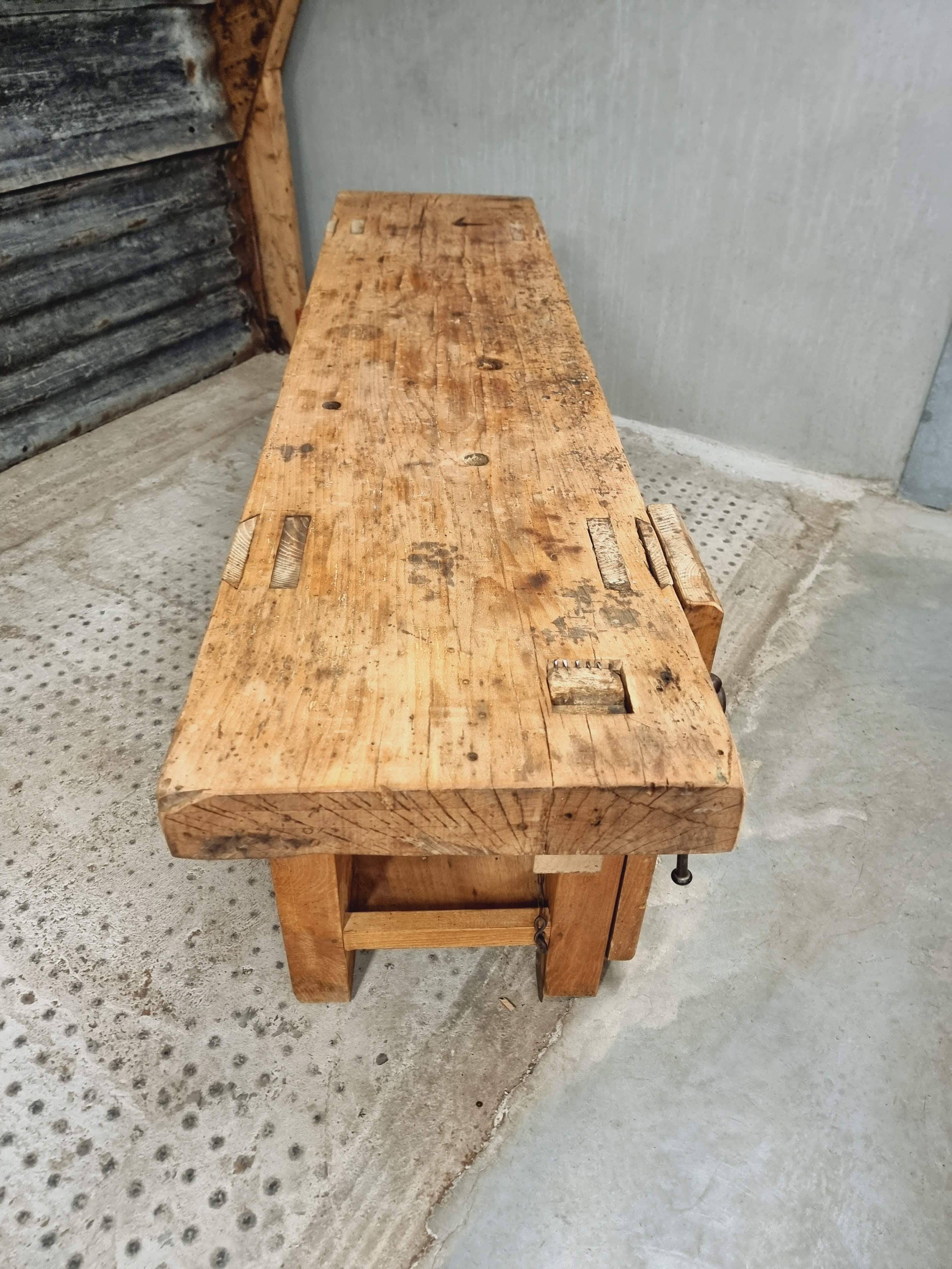 Old workbench side table bathroom furniture 48 x 193 cm