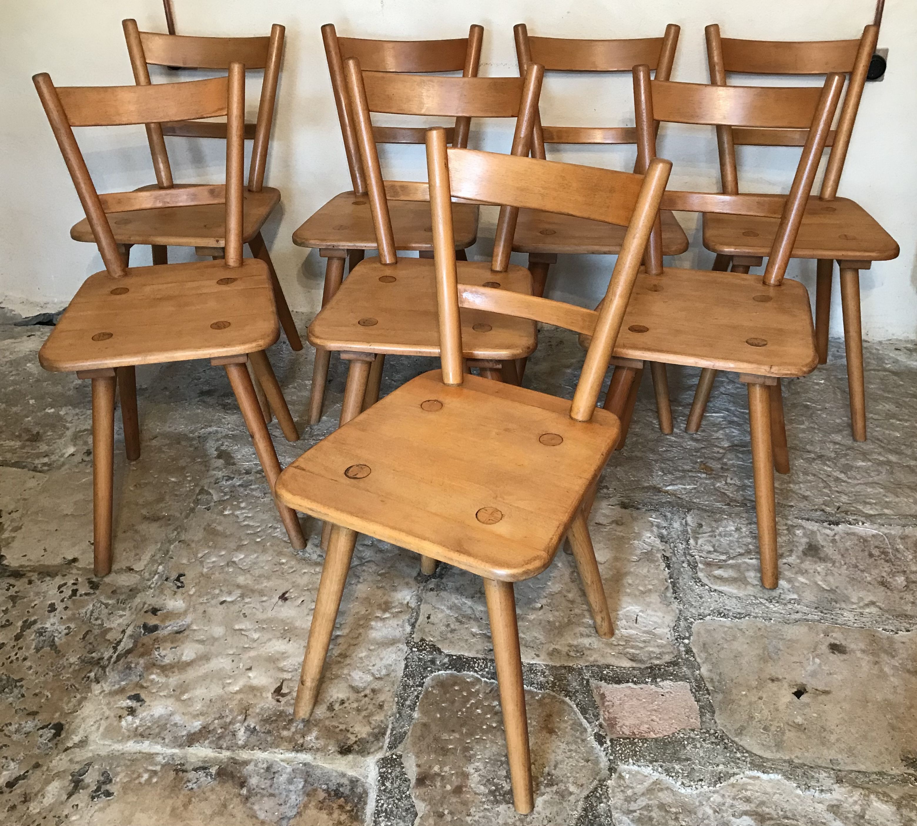 Set of eight vintage chairs by Adolf Schneck late 1940