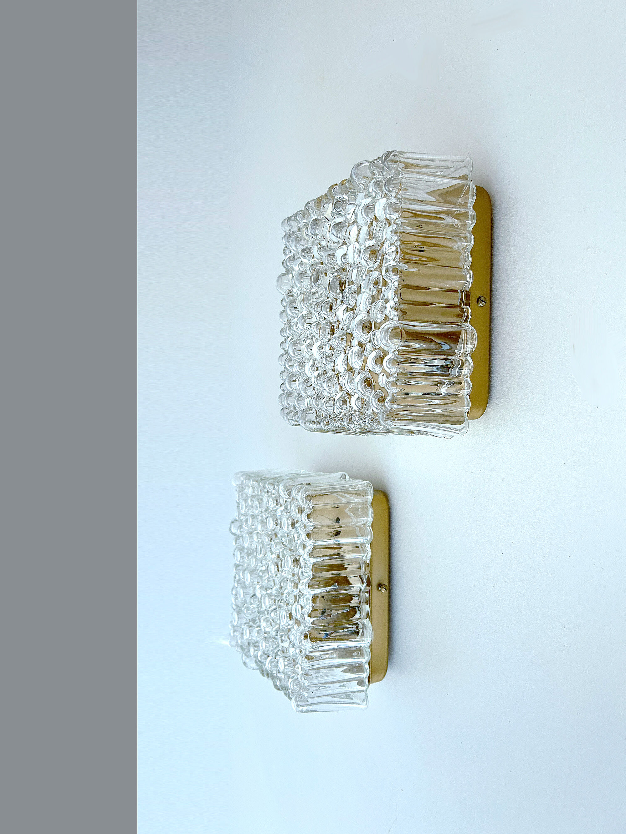 Pair vintage wall lights, bubble glass, 60s