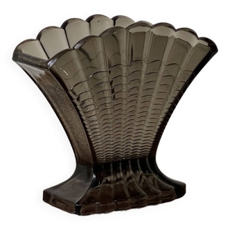 Art Deco Smoked Glass Shell Vase