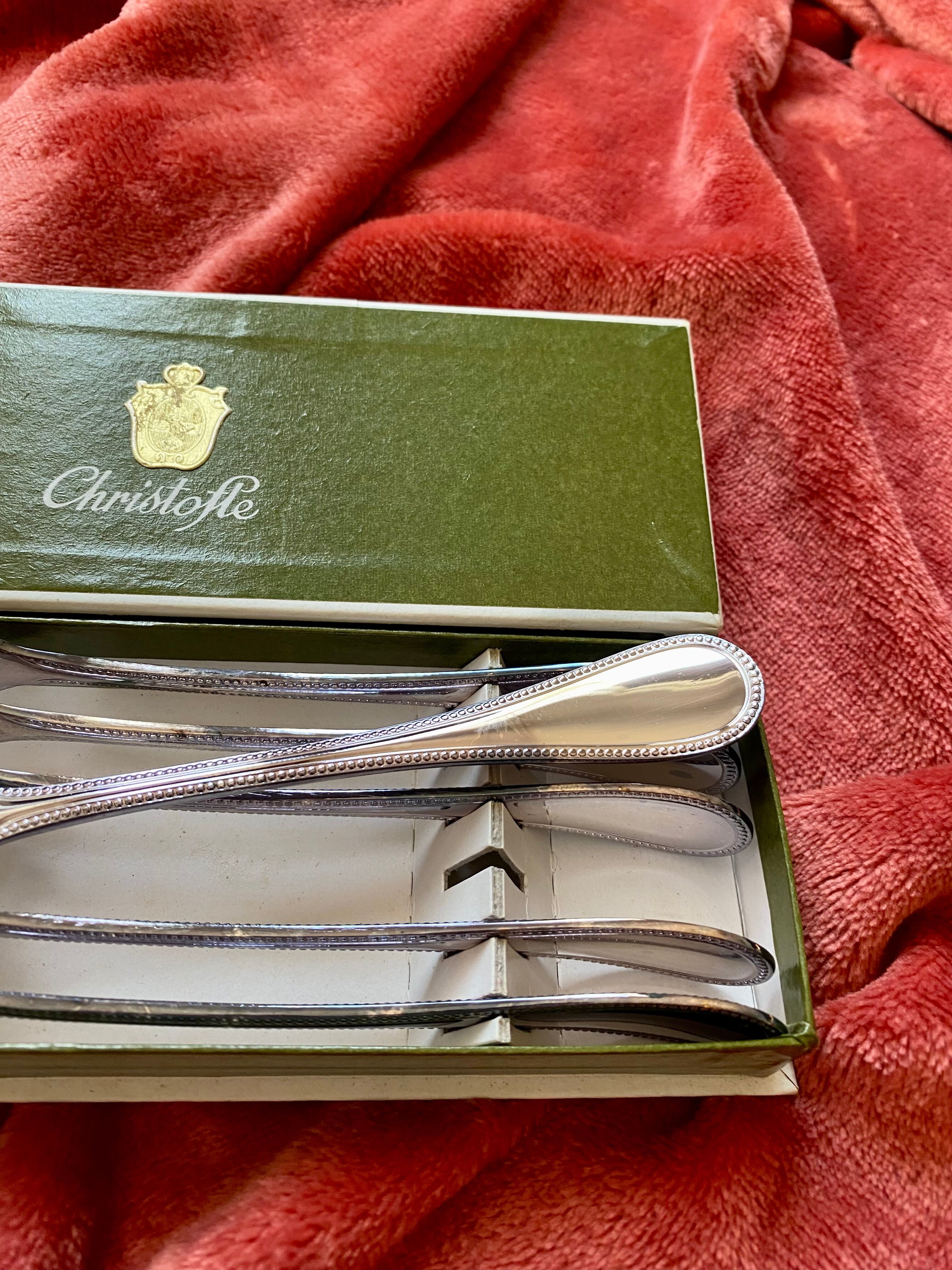 Box of 6 lobster fork picks Christofle pearls.