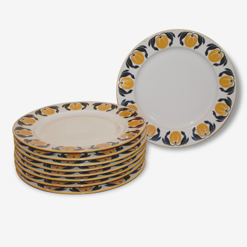 9 assiettes Raynaud en porcelaine de Limoges vintage