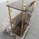 Shelf vintage brass 3 trays smoked glass