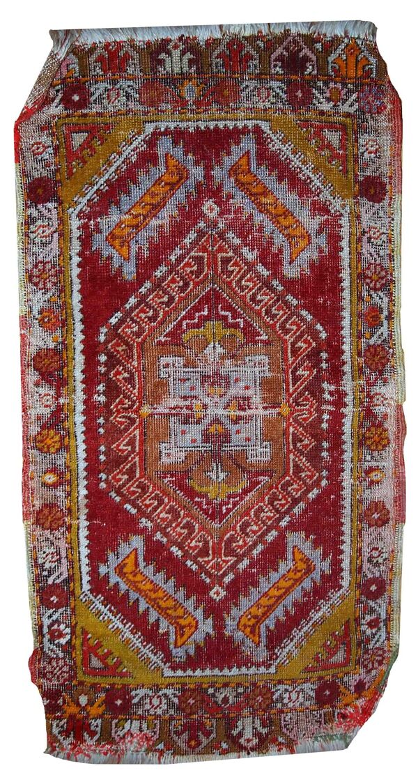 Old turkish carpet yastik handmade 44cm x 86cm 1920s, 1c371