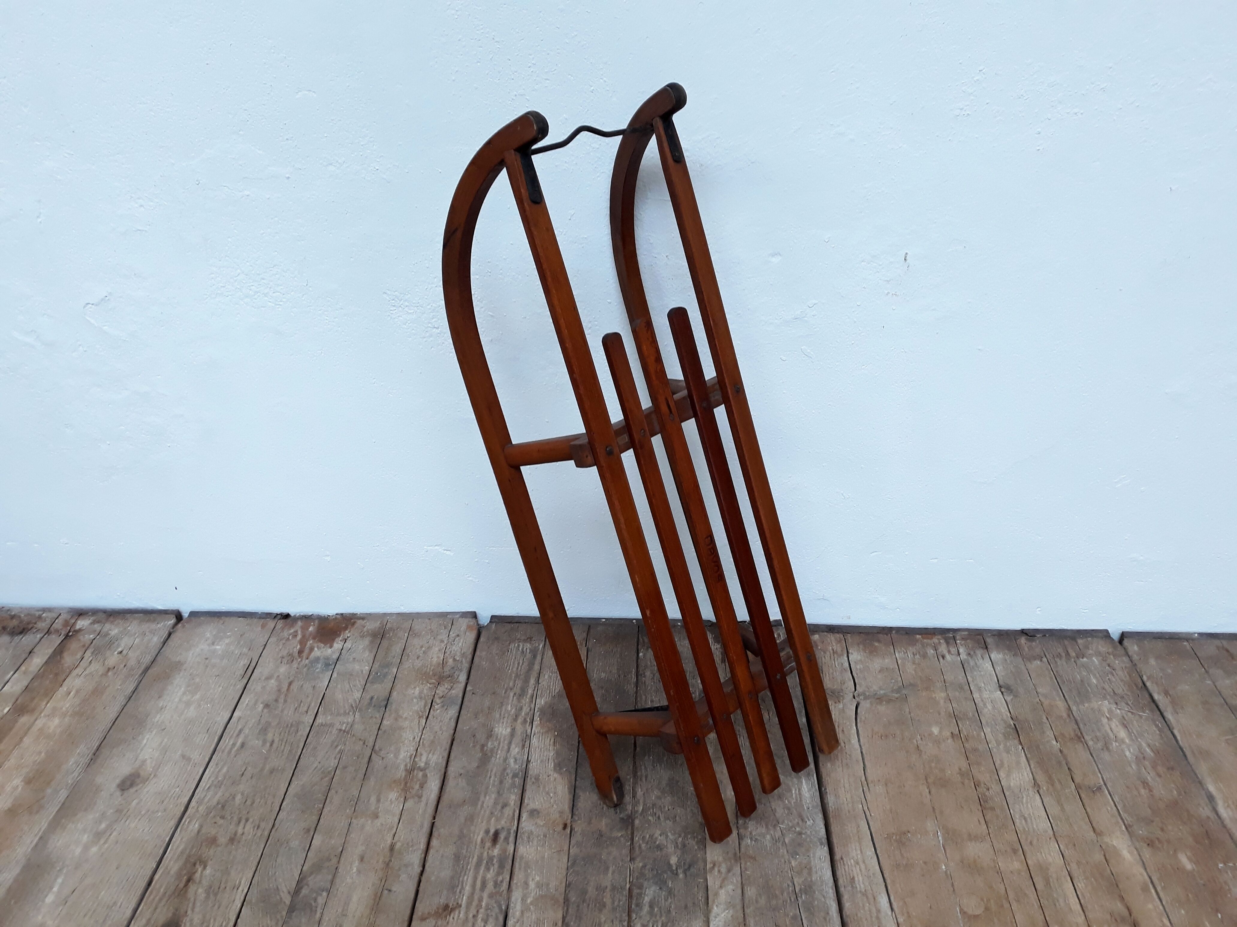 Old vintage wood and metal Davos sledge