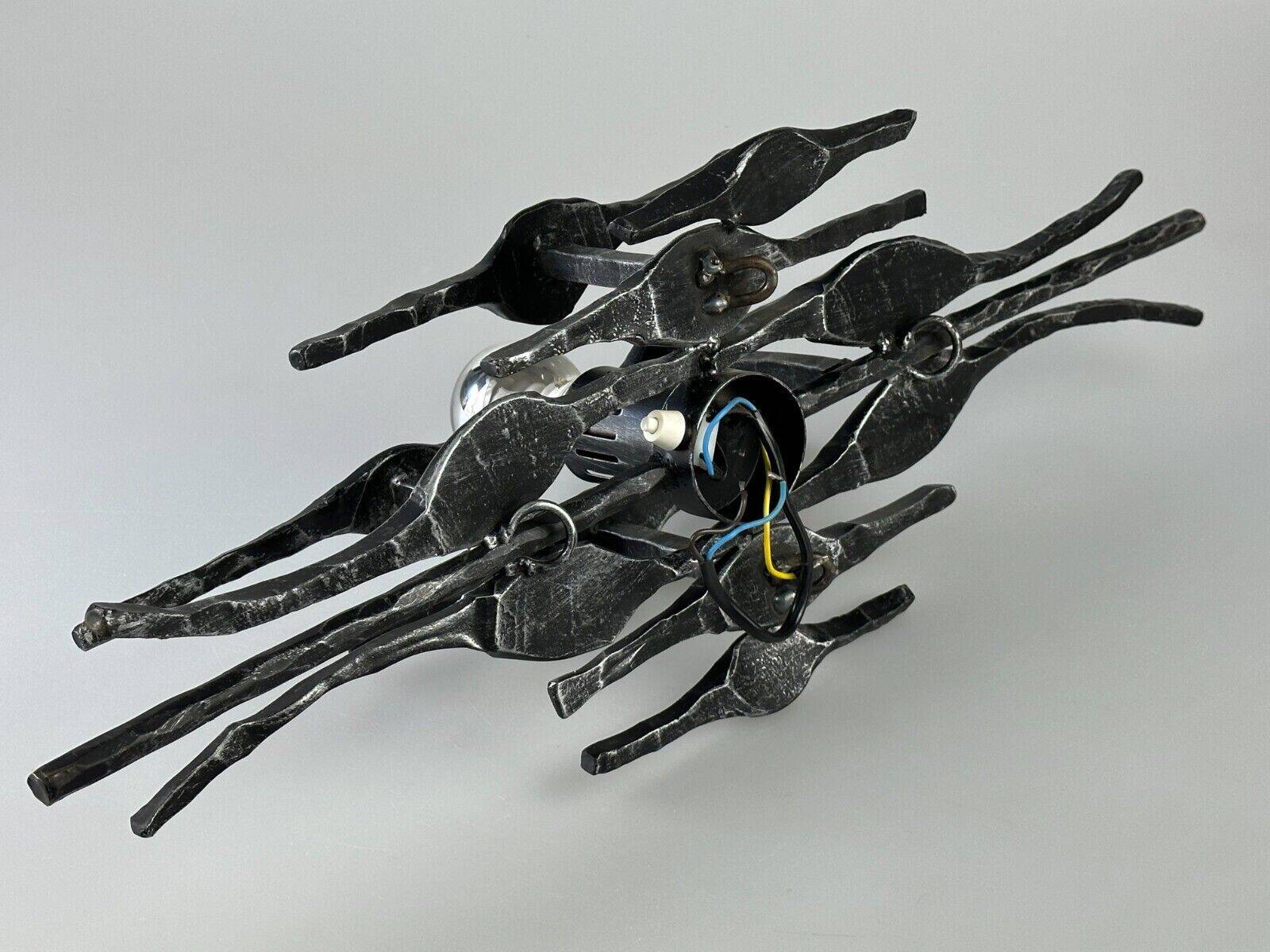 60's 70's brutalist wall lamp iron & glass wall sconce design