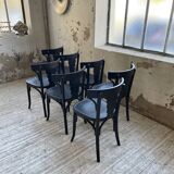 Set of 7 black bistro chairs