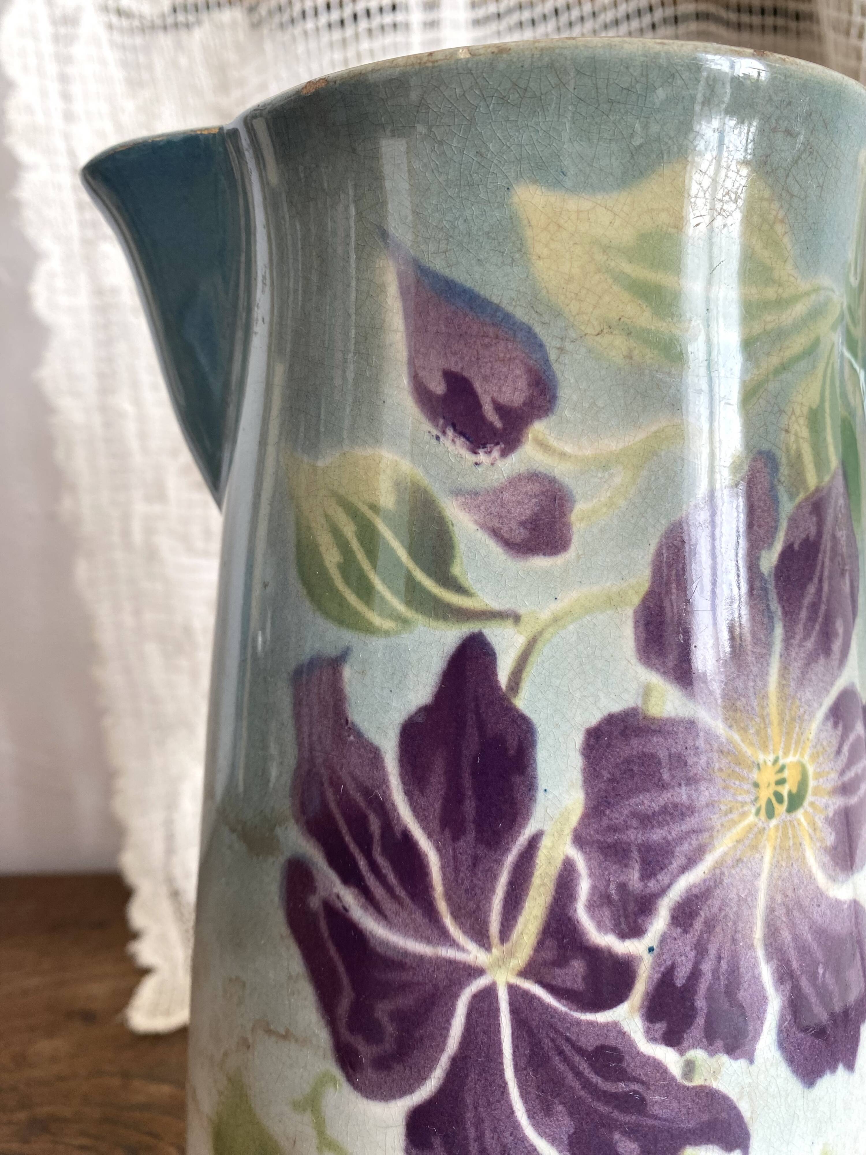 Antique Hamage earthenware pitcher, early 20th century