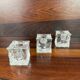 3 molded glass ice cube candle holders