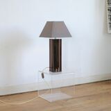 Kinetic lamp 70s, altuglas and chrome steel. France, circa 1970