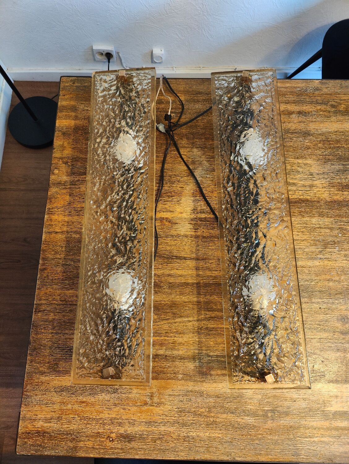 Pair of large Dallux wall lights attributed to Pierre Disderot.