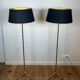 Pair of parquet floor lamps in faux-bamboo style in bronze and brass by Jacques Adnet.