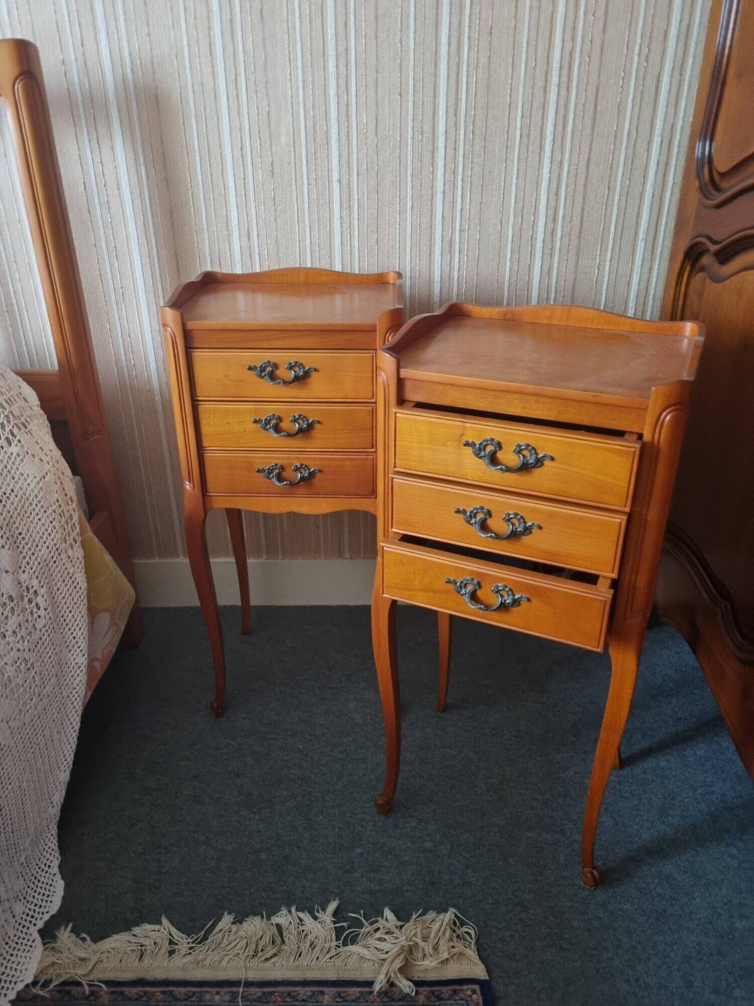 Bedside tables - Louis XV style in wood, 1960s - 1 set of 2 tables