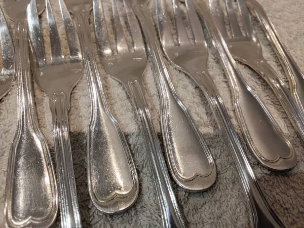 12 fourchettes à gateaux métal argenté orfèvre Argental filets