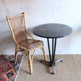 Round bistro table in black marble from the 1950s