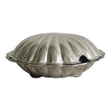 Silver-plated metal shell-shaped butter dish