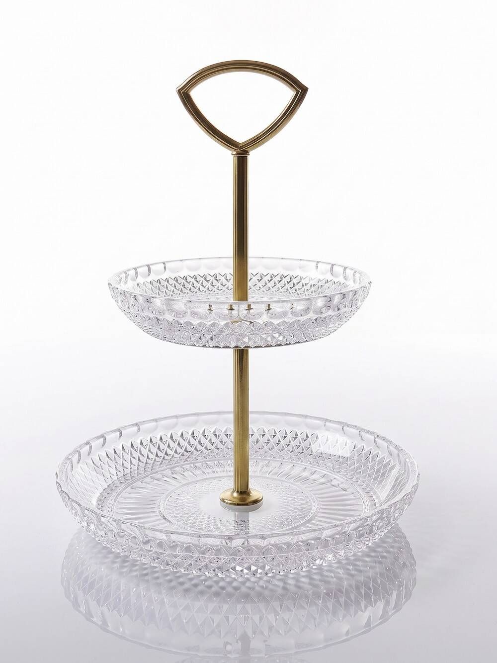 Silent servant/vintage display in moulded crystal & gilded metal from the 1970s-1980s