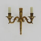 Empire-style wall lamp with double lights in bronze from the 1960s.