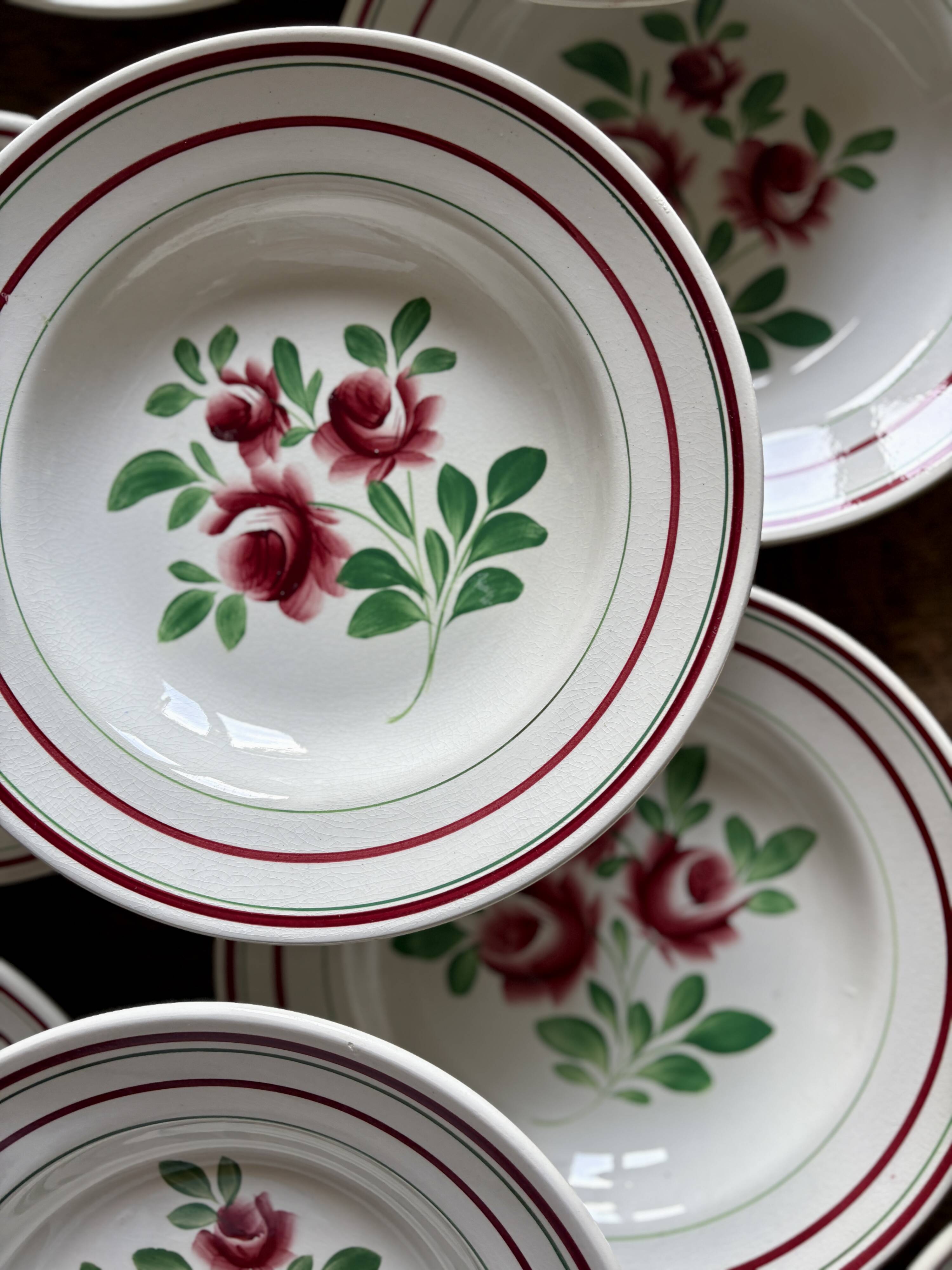 Set of 12 vintage soup plates - Les Roses -