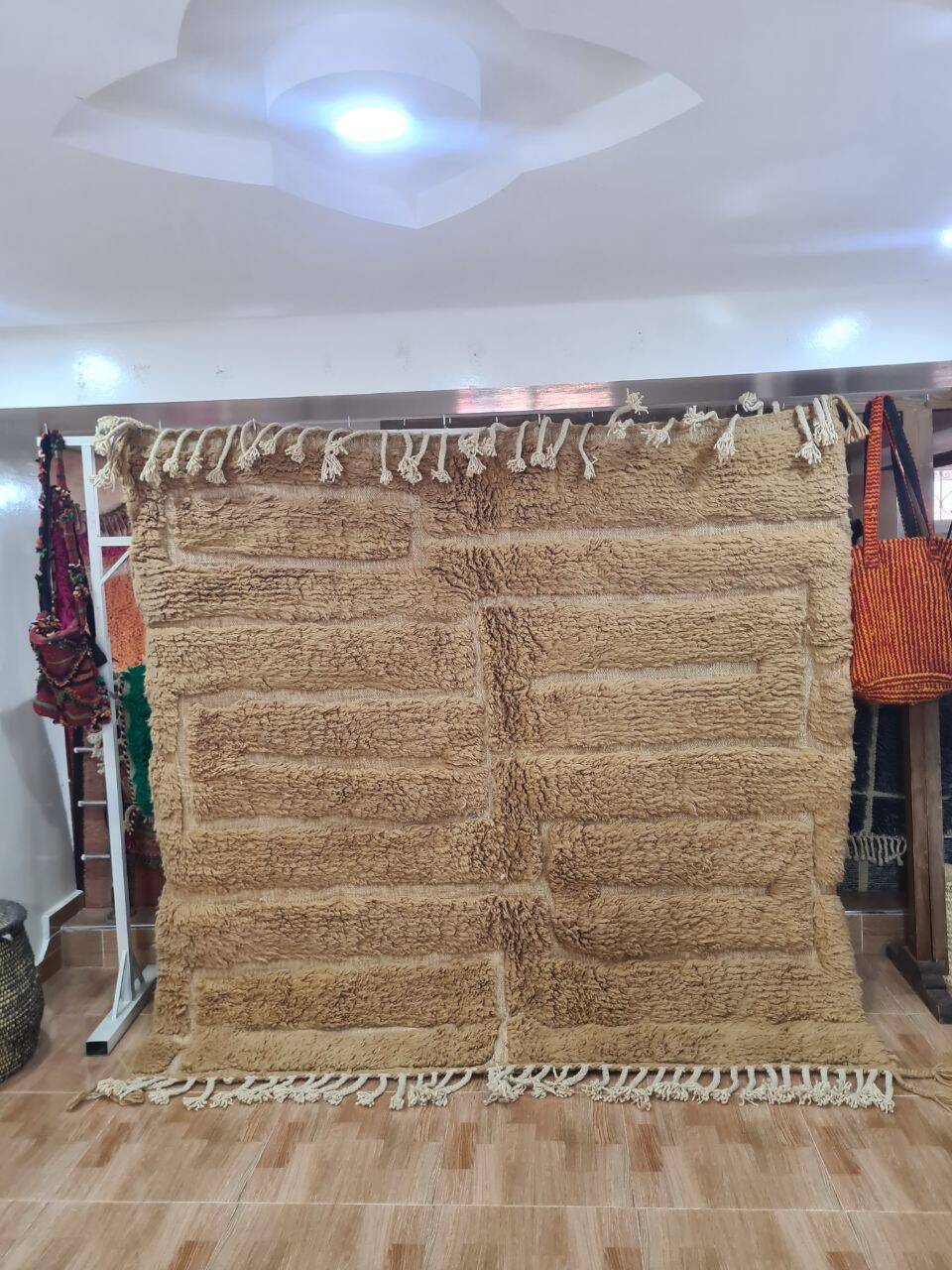 Handmade wool Berber rug 200x200 cm