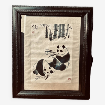 Pandas géants Estampe d’après Wu Zuoren (1908 – 1997)