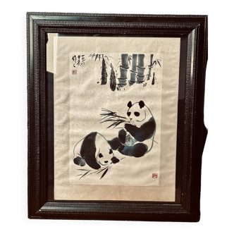 Pandas géants Estampe d’après Wu Zuoren (1908 – 1997)
