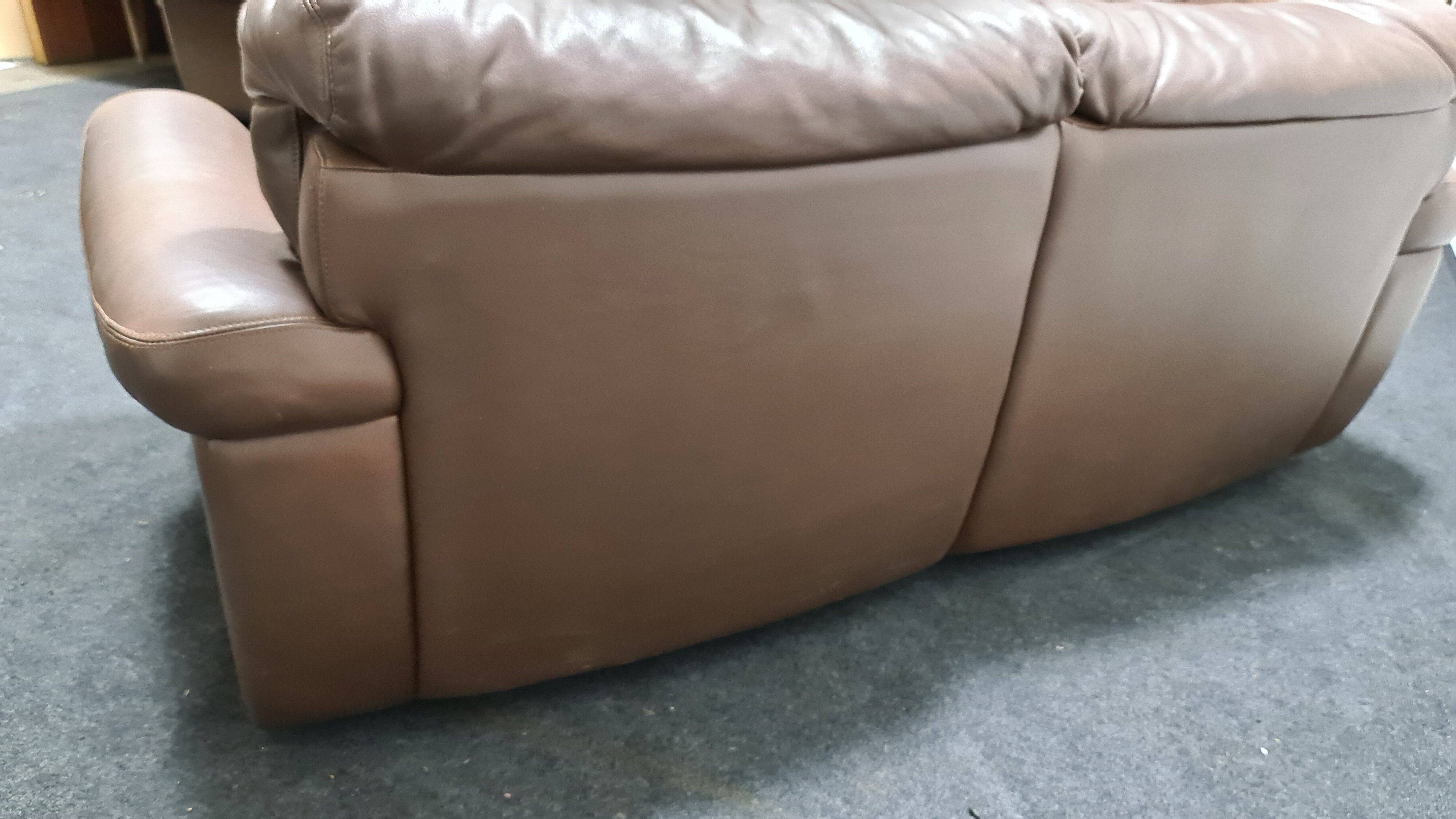 Canapé biplace vintage en cuir brun de Rolf Benz