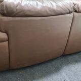 Canapé biplace vintage en cuir brun de Rolf Benz