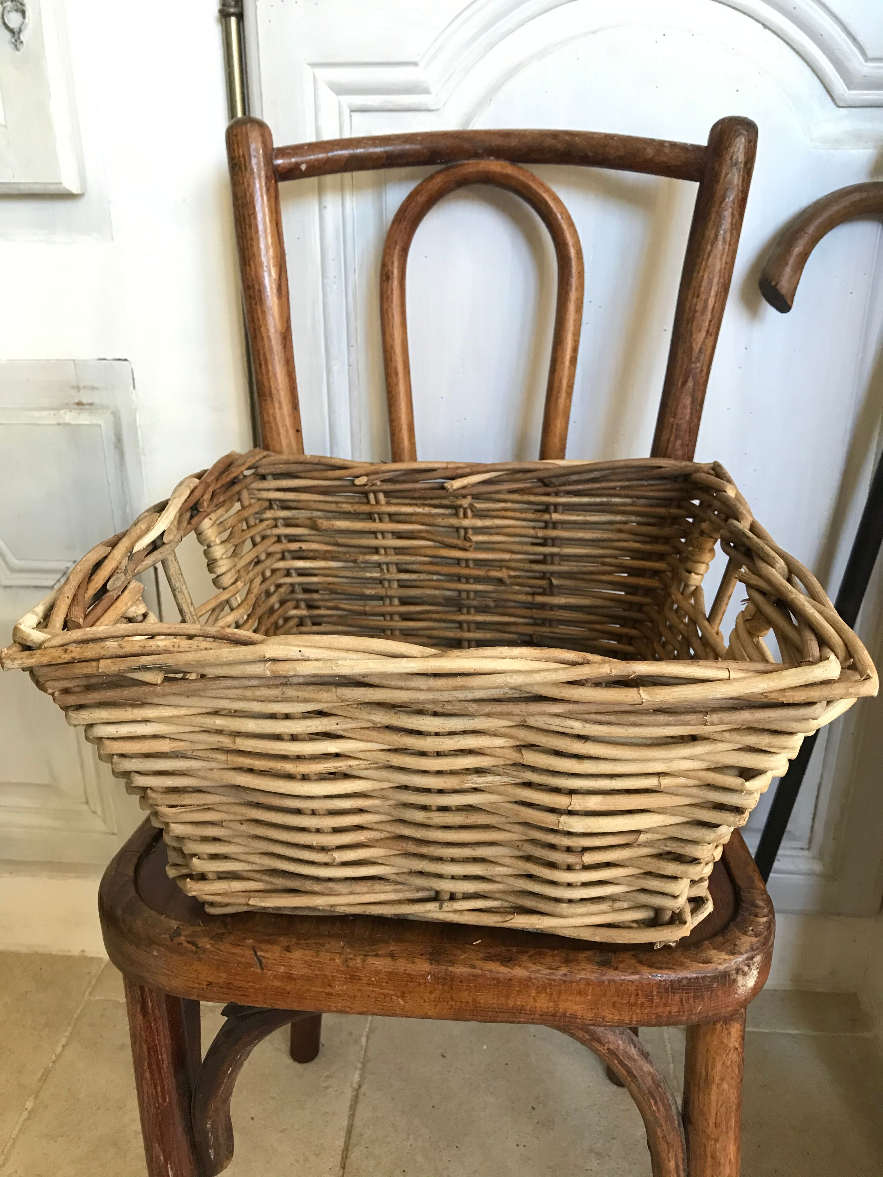 Vintage wicker square basket