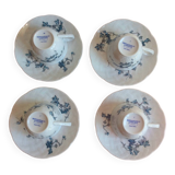 Set of 4 cups and 4 saucers limoges porcelain bernardaud