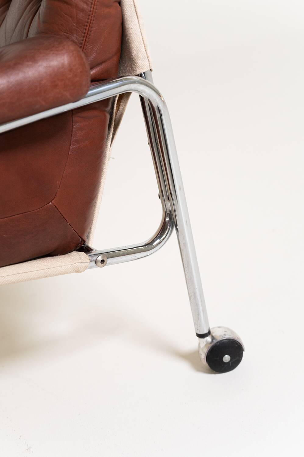 Leather and chrome-plated steel armchair, Sweden, 1960s/70s