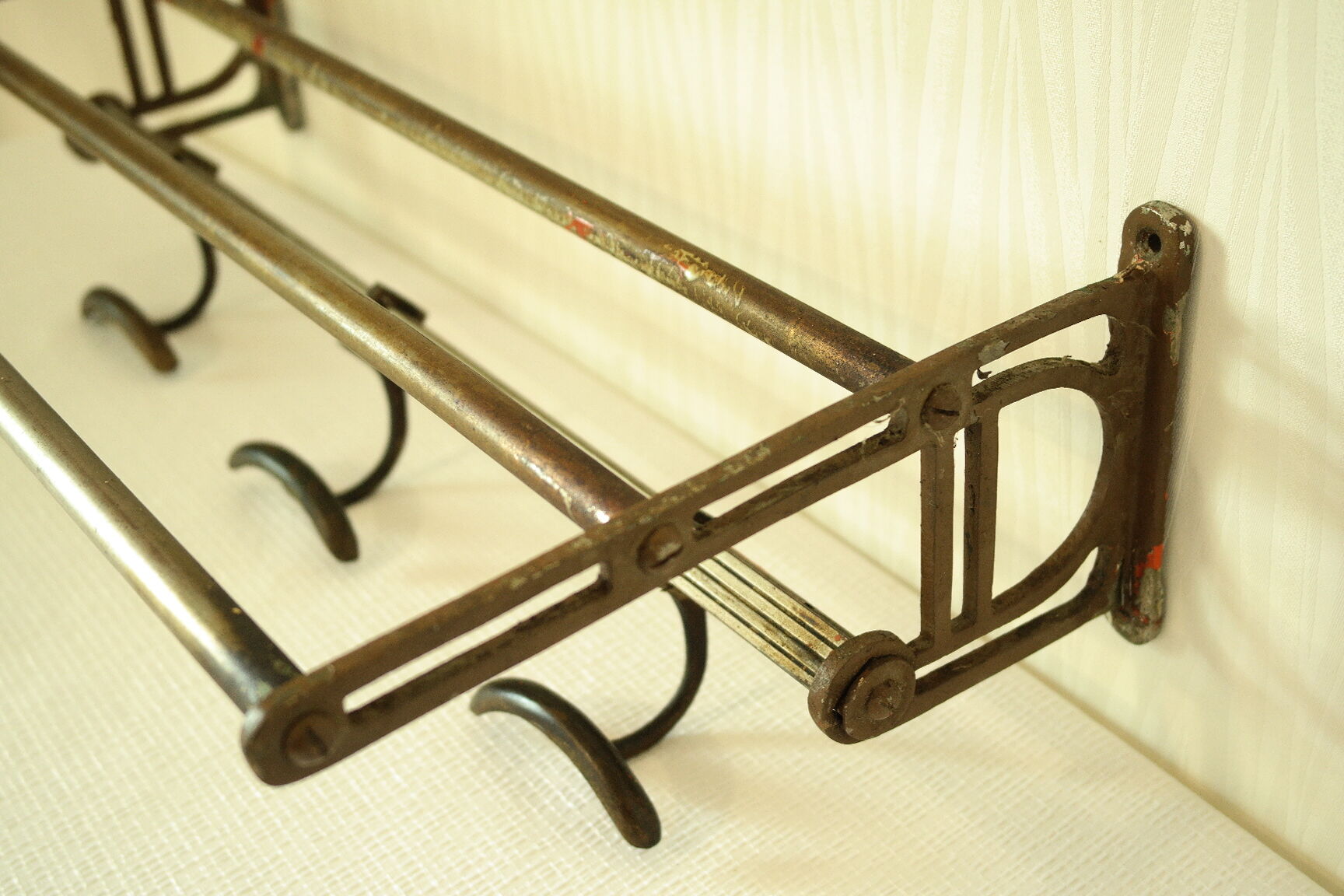 Old metal locomotive/train wall coat rack