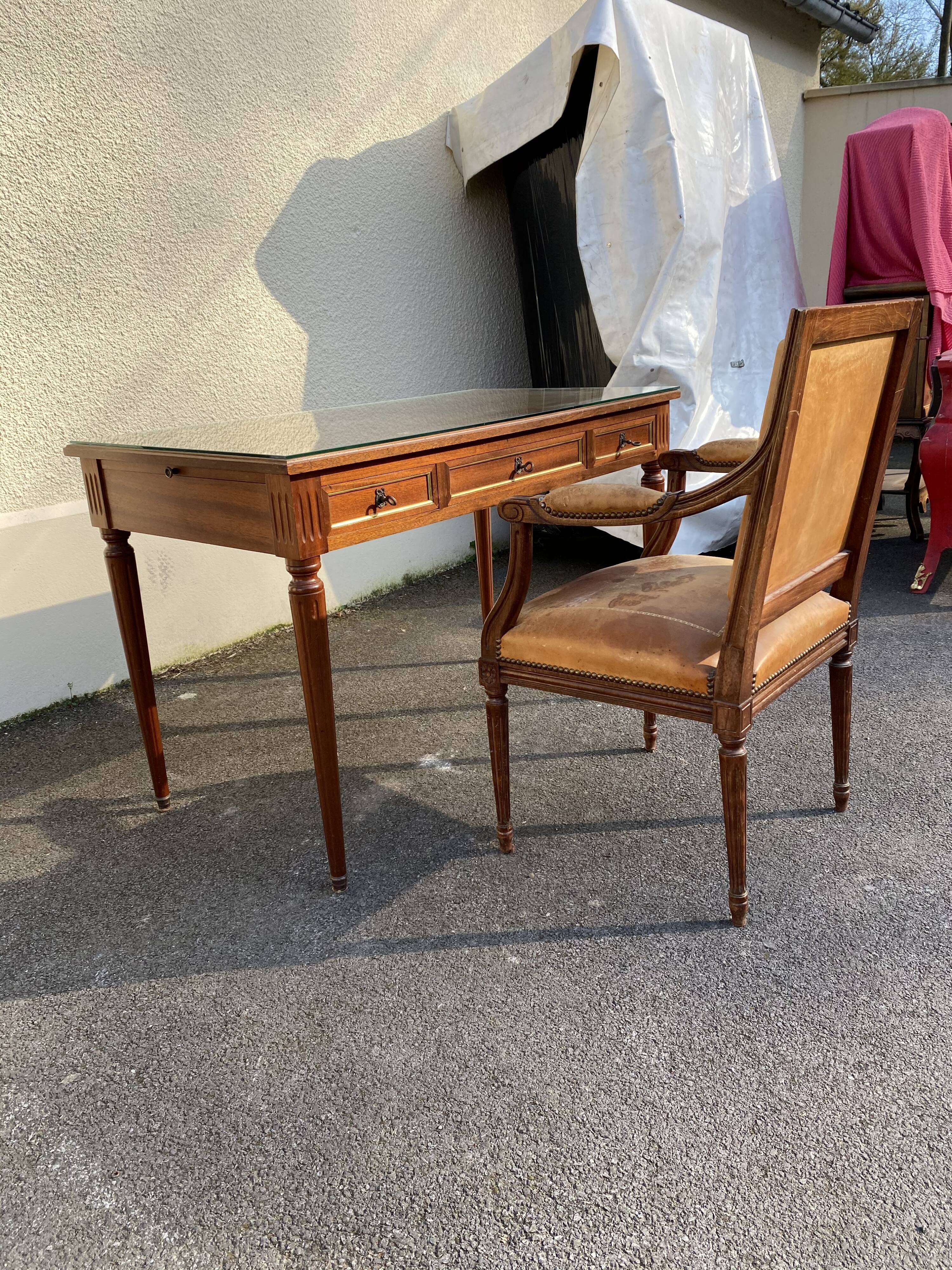 Louis XVI style desk with are armchair