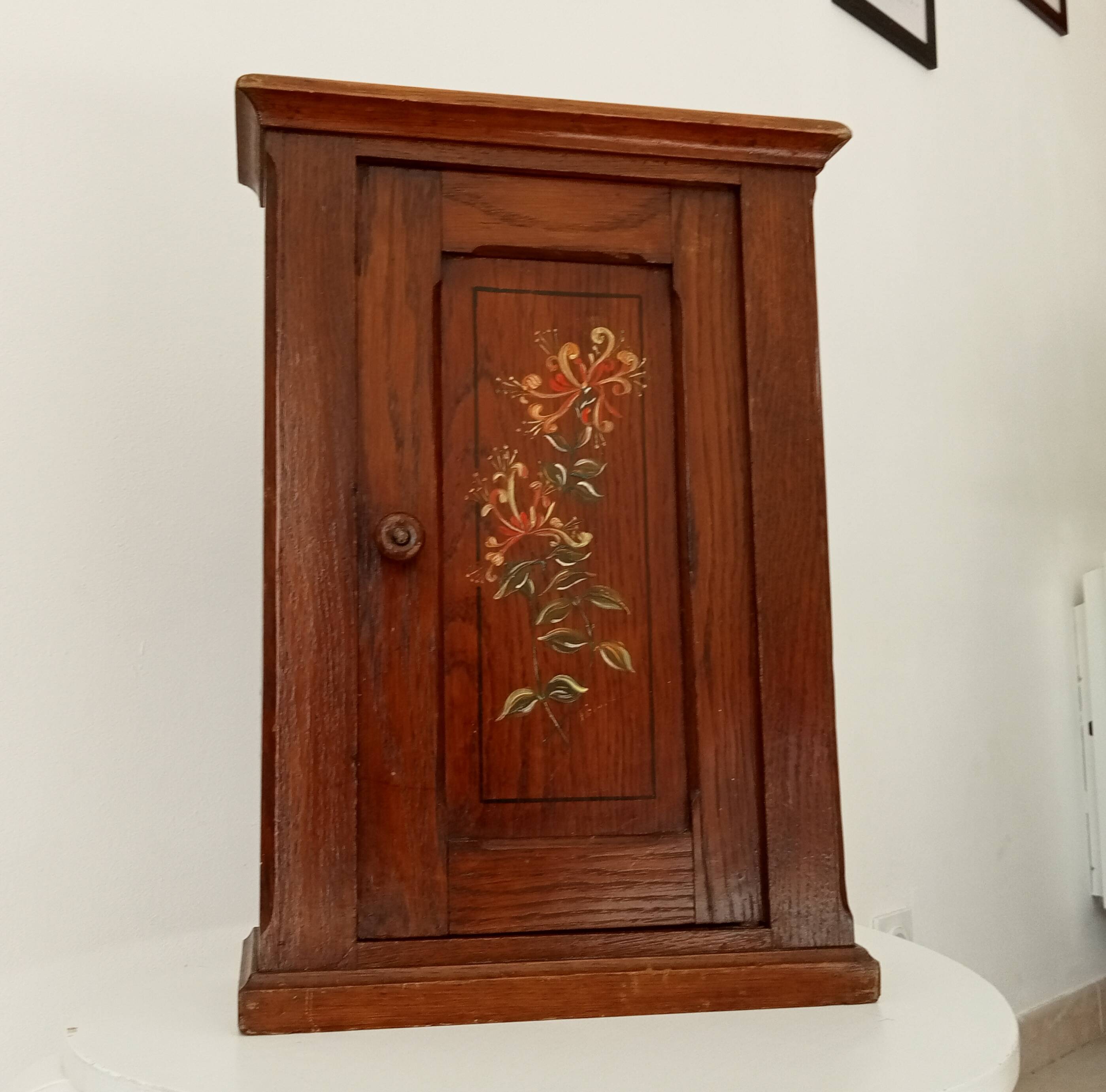 Old bathroom cabinet in solid oak, mid-20th century