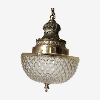 Suspension en verre et laiton
