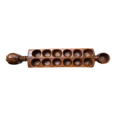 Ancient African Awalé in carved wood – traditional game – Ivory Coast