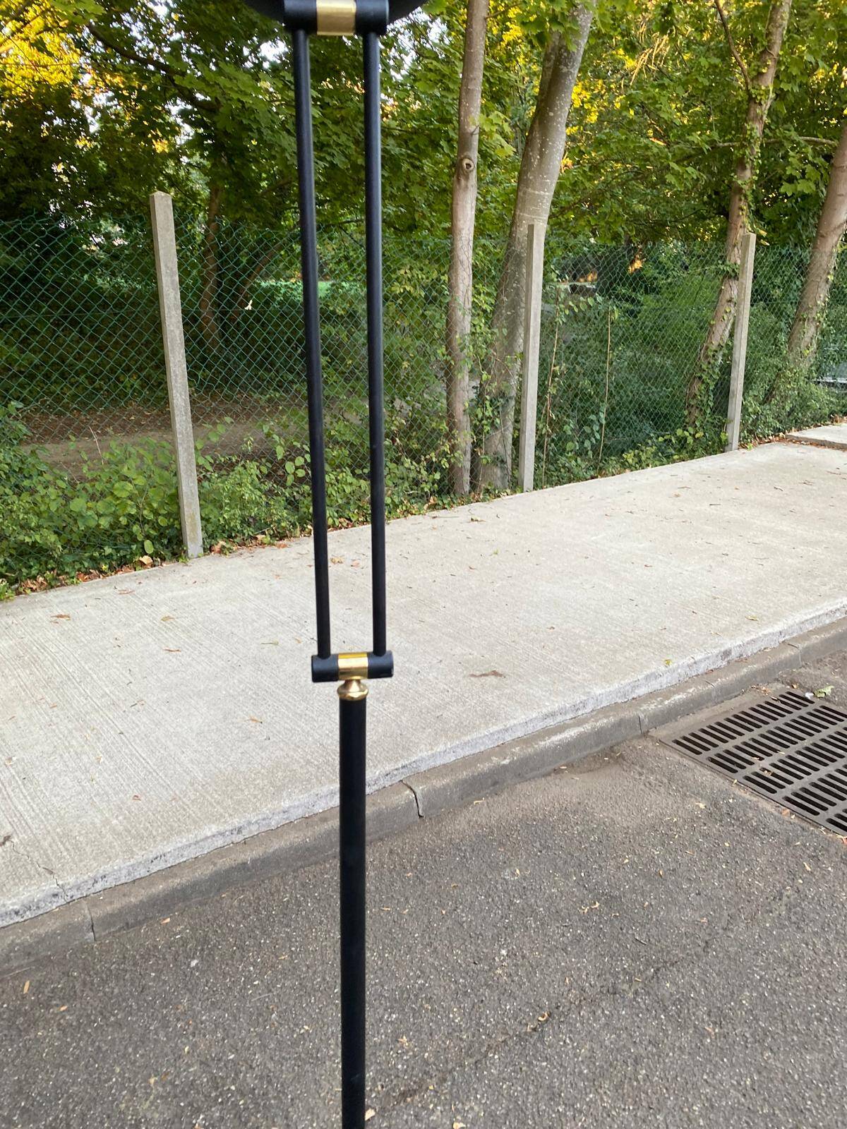 Italian vintage black & brass floor lamp — Articulated with Relco dimmer 19
