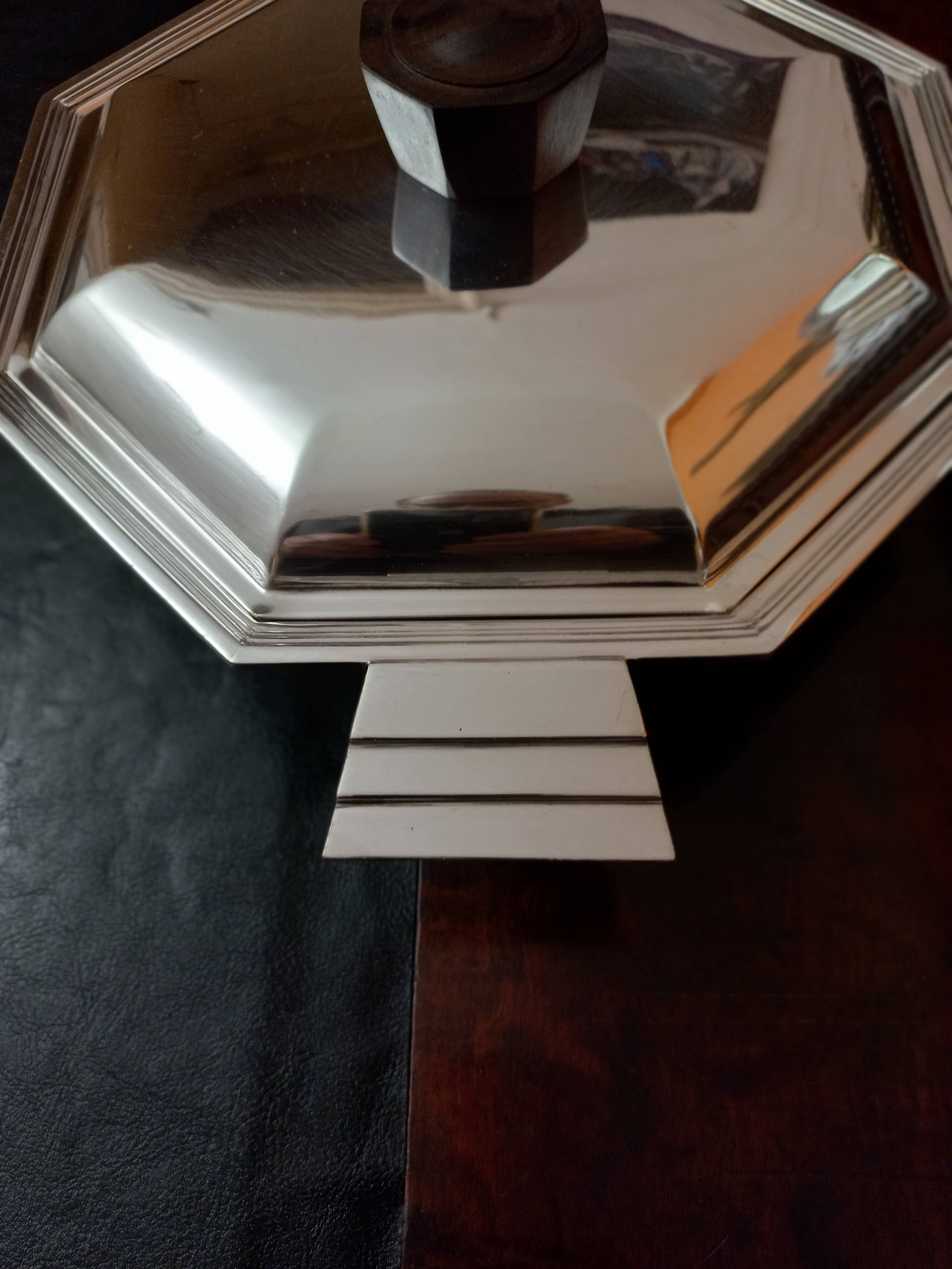 Art Deco plate 1930 silver metal